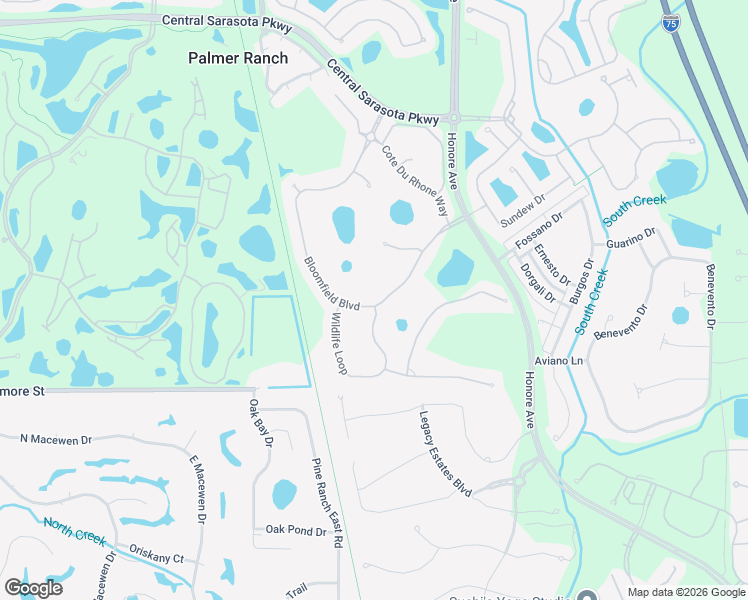 map of restaurants, bars, coffee shops, grocery stores, and more near 8955 Bloomfield Boulevard in Sarasota