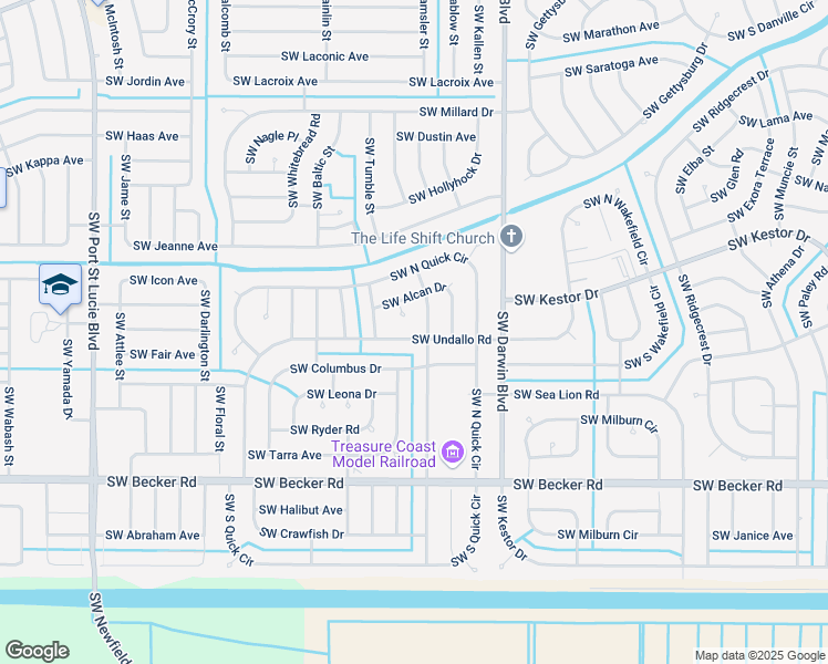map of restaurants, bars, coffee shops, grocery stores, and more near 371 Southwest Undallo Road in Port St. Lucie