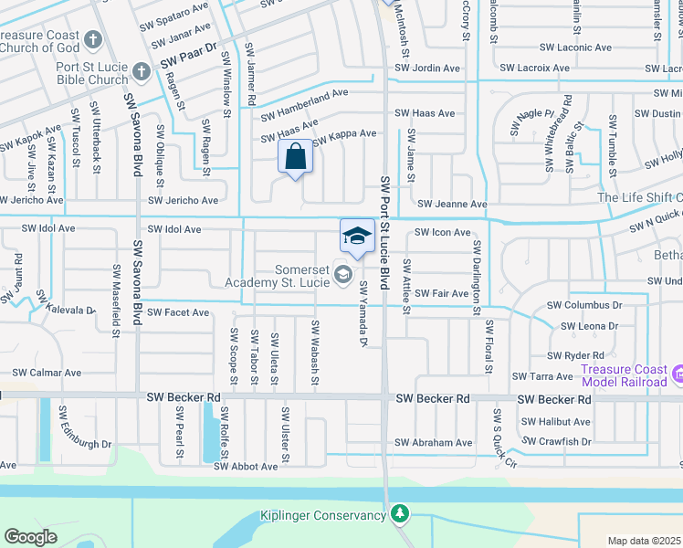 map of restaurants, bars, coffee shops, grocery stores, and more near 4402 Southwest Yamada Drive in Port St. Lucie