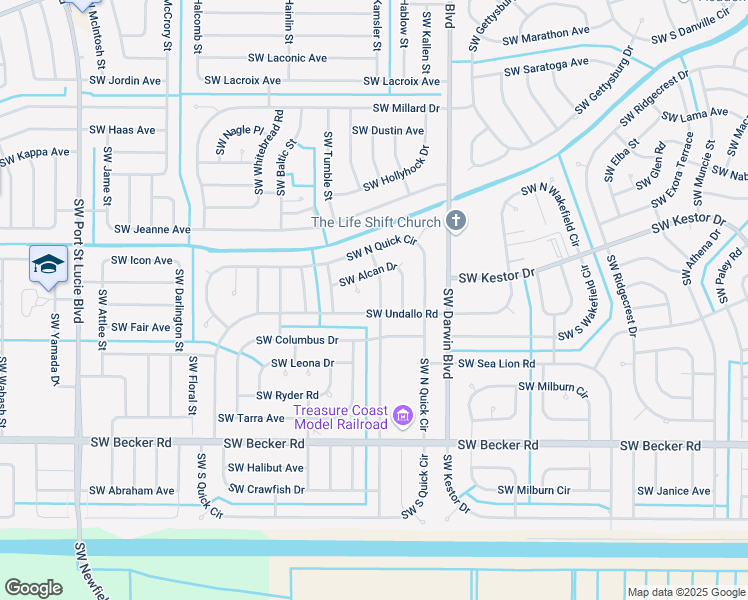 map of restaurants, bars, coffee shops, grocery stores, and more near 371 Southwest Undallo Road in Port St. Lucie