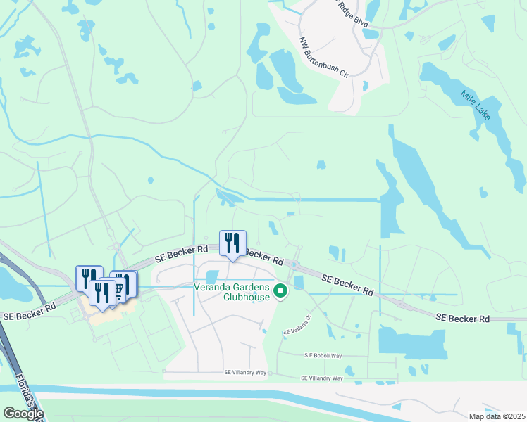 map of restaurants, bars, coffee shops, grocery stores, and more near 763 Southeast Woodbine Road in Port St. Lucie