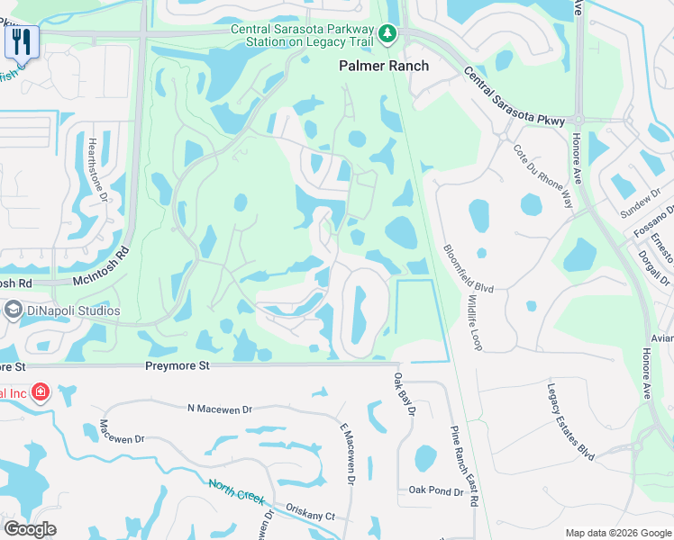 map of restaurants, bars, coffee shops, grocery stores, and more near 9572 Forest Hills Circle in Sarasota