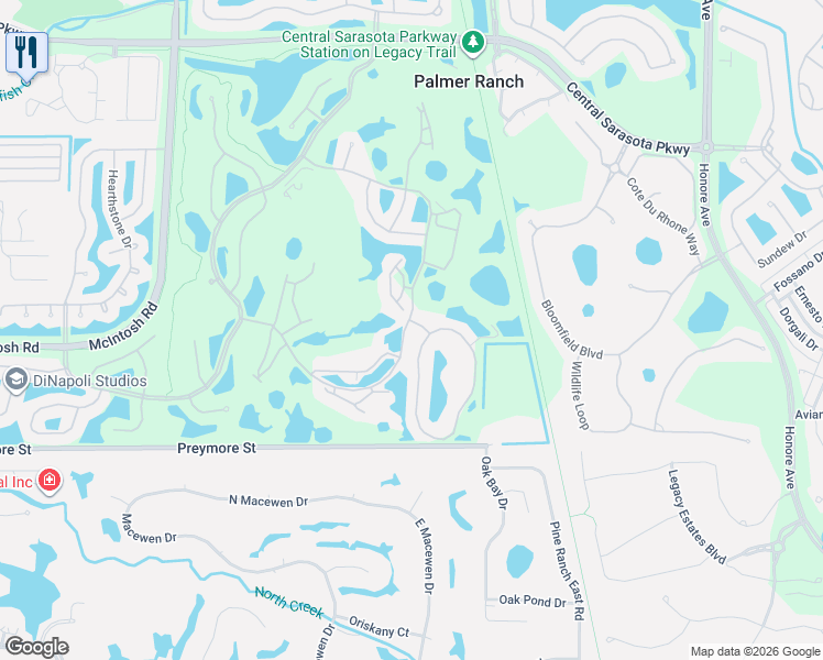 map of restaurants, bars, coffee shops, grocery stores, and more near 9572 Forest Hills Circle in Sarasota
