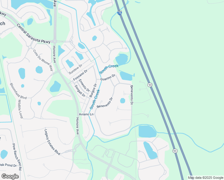 map of restaurants, bars, coffee shops, grocery stores, and more near 11636 Garessio Lane in Sarasota