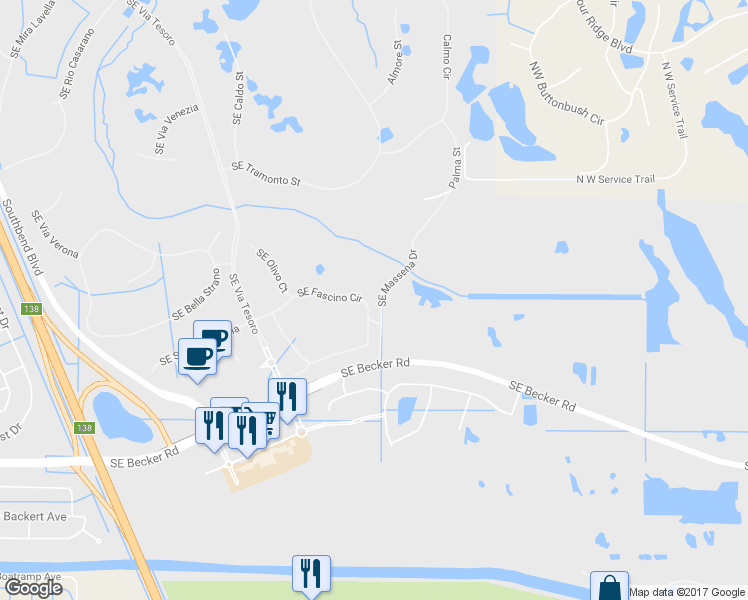 map of restaurants, bars, coffee shops, grocery stores, and more near 420 Southeast Fascino Circle in Port St. Lucie