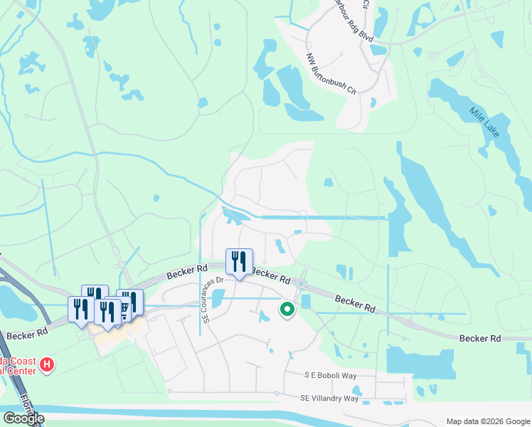 map of restaurants, bars, coffee shops, grocery stores, and more near 763 SE Woodbine Rd in Port St. Lucie
