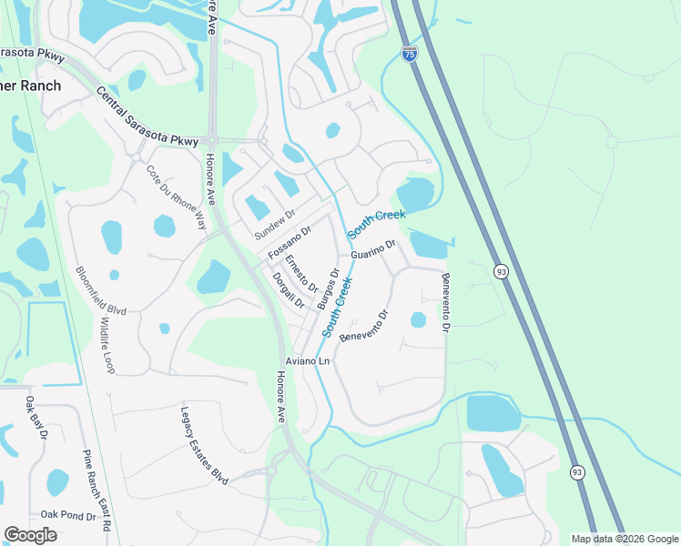 map of restaurants, bars, coffee shops, grocery stores, and more near 1443 Burgos Drive in Sarasota