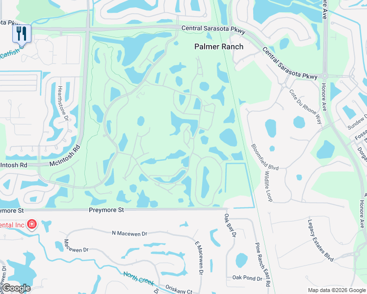 map of restaurants, bars, coffee shops, grocery stores, and more near 9330 Clubside Circle in Sarasota