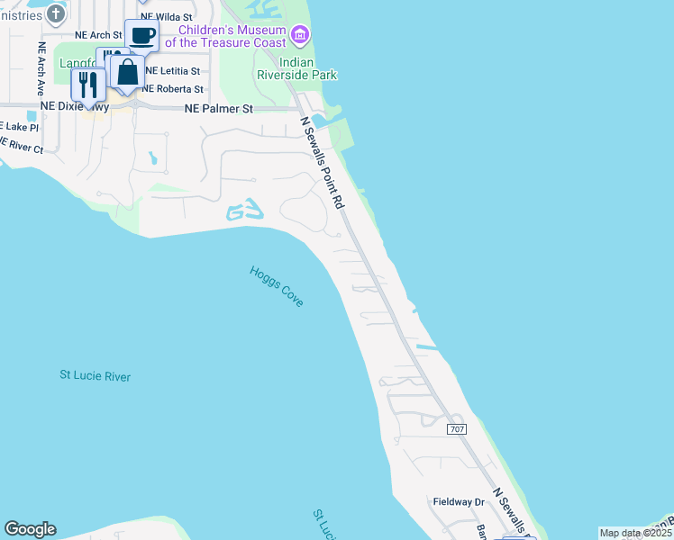map of restaurants, bars, coffee shops, grocery stores, and more near 12 Wendy Lane in Stuart