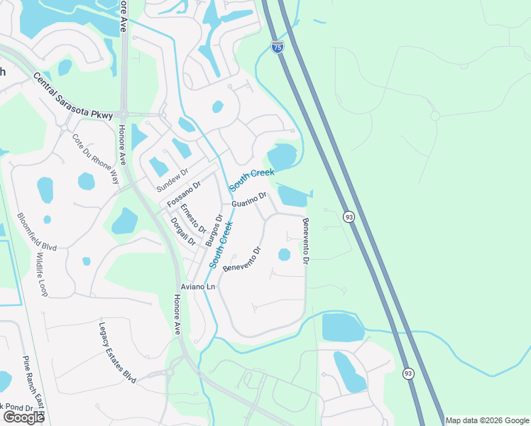 map of restaurants, bars, coffee shops, grocery stores, and more near 11632 Garessio Lane in Sarasota