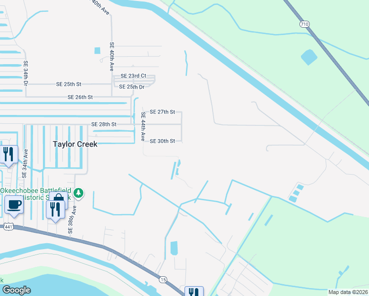 map of restaurants, bars, coffee shops, grocery stores, and more near 4724 Southeast 30th Street in Okeechobee