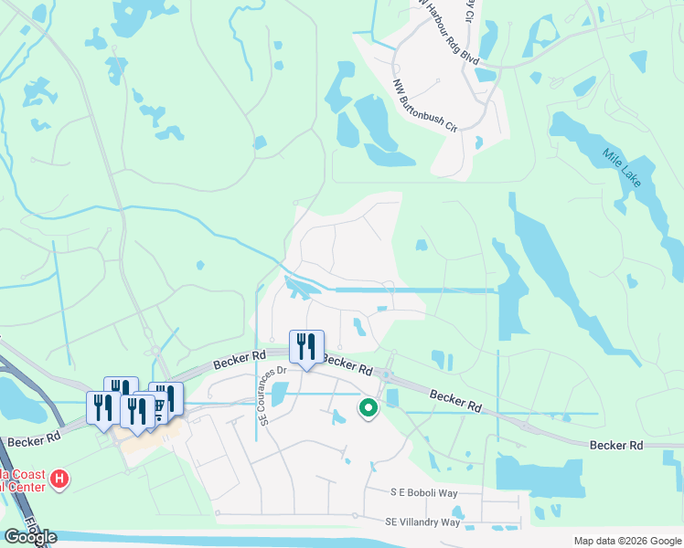 map of restaurants, bars, coffee shops, grocery stores, and more near 763 SE Woodbine Rd in Port St. Lucie