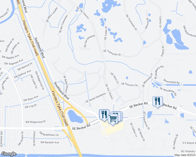 map of restaurants, bars, coffee shops, grocery stores, and more near 151 Southeast Bella Strano in Port St. Lucie