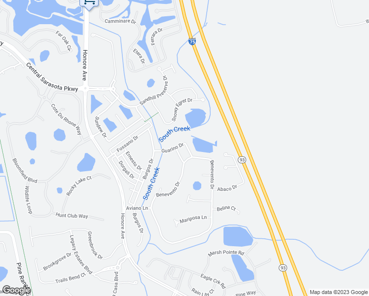 map of restaurants, bars, coffee shops, grocery stores, and more near 5911 Guarino Drive in Sarasota