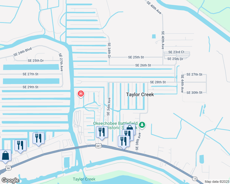 map of restaurants, bars, coffee shops, grocery stores, and more near 2903 Southeast 35th Avenue in Okeechobee
