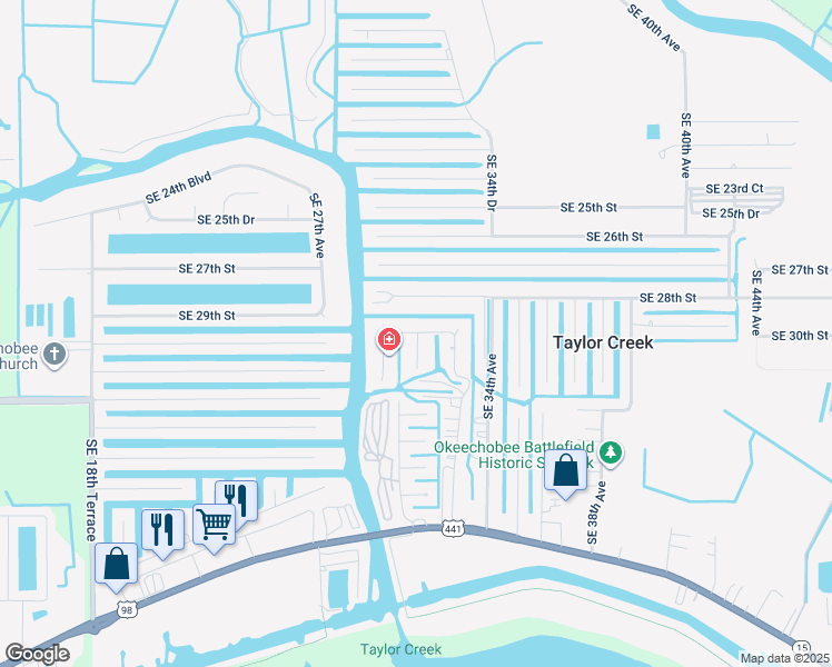 map of restaurants, bars, coffee shops, grocery stores, and more near 3203 Southeast 29th Lane in Okeechobee