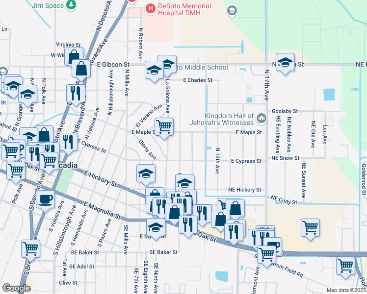 map of restaurants, bars, coffee shops, grocery stores, and more near 710 North 10th Avenue in Arcadia