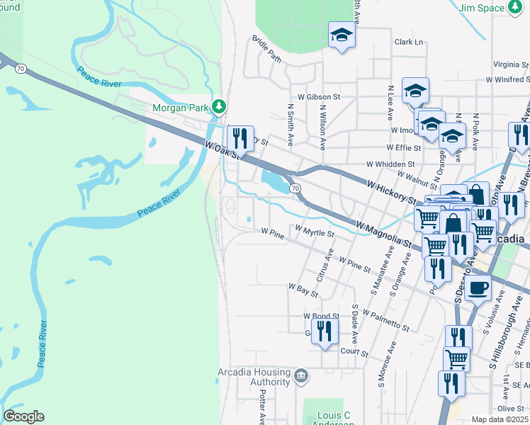 map of restaurants, bars, coffee shops, grocery stores, and more near 124 South Baldwin Avenue in Arcadia