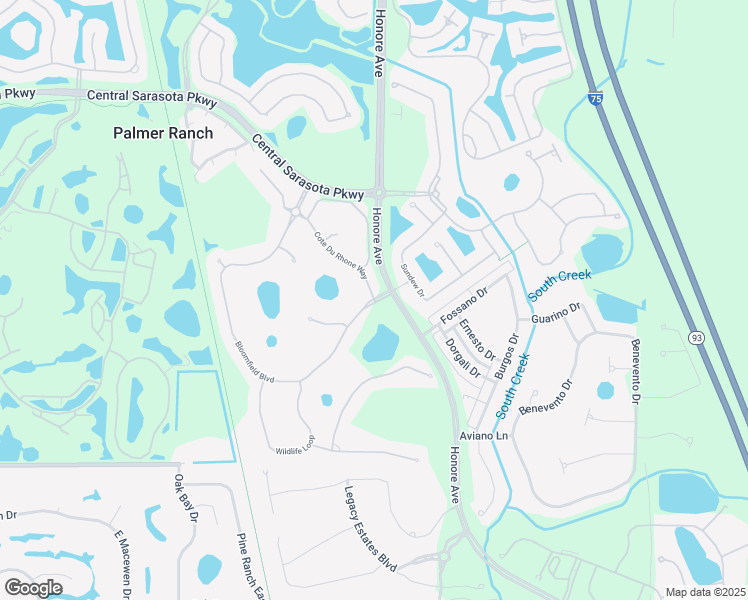 map of restaurants, bars, coffee shops, grocery stores, and more near 9102 Bloomfield Boulevard in Sarasota