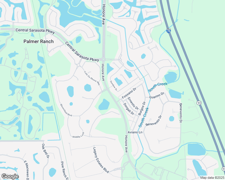 map of restaurants, bars, coffee shops, grocery stores, and more near 9102 Bloomfield Boulevard in Sarasota