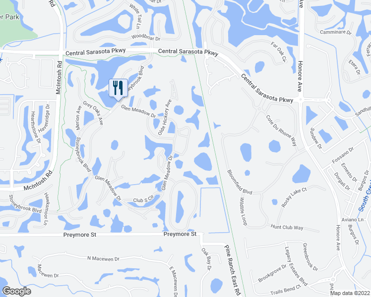 map of restaurants, bars, coffee shops, grocery stores, and more near 8961 Veranda Way in Sarasota