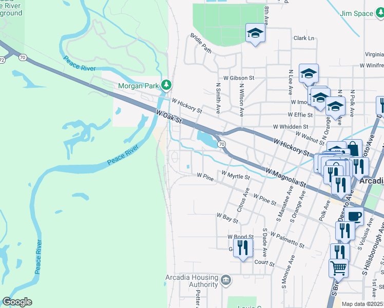 map of restaurants, bars, coffee shops, grocery stores, and more near 124 South Baldwin Avenue in Arcadia