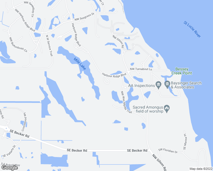 map of restaurants, bars, coffee shops, grocery stores, and more near 13438 Harbour Ridge Boulevard in Palm City