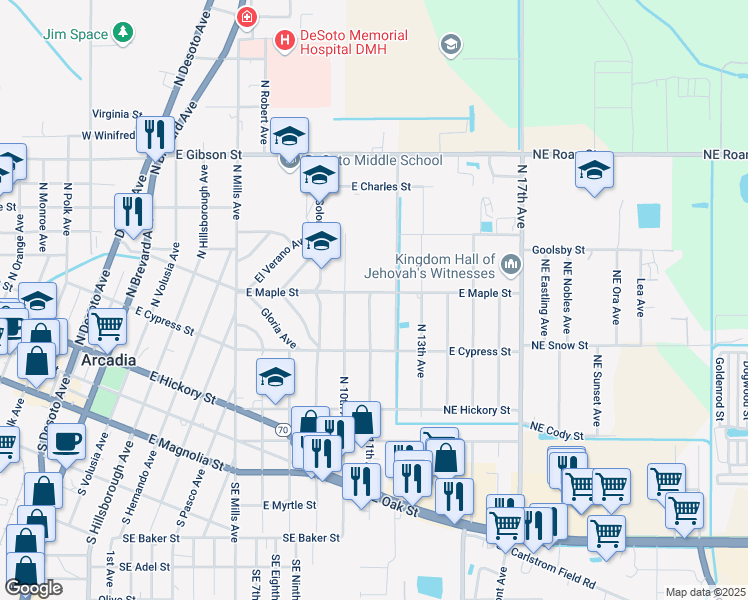 map of restaurants, bars, coffee shops, grocery stores, and more near 710 North 10th Avenue in Arcadia