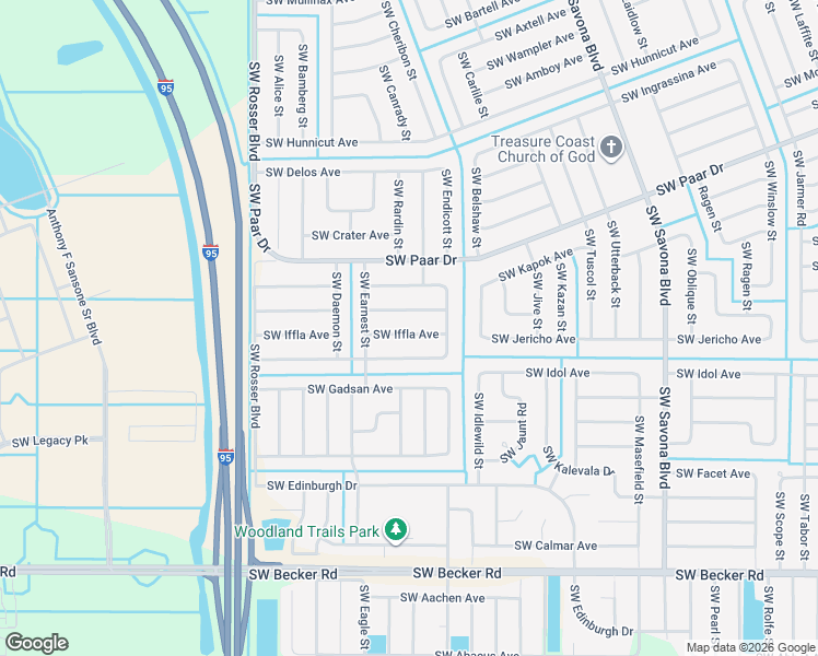 map of restaurants, bars, coffee shops, grocery stores, and more near 1441 Southwest Iffla Avenue in Port St. Lucie