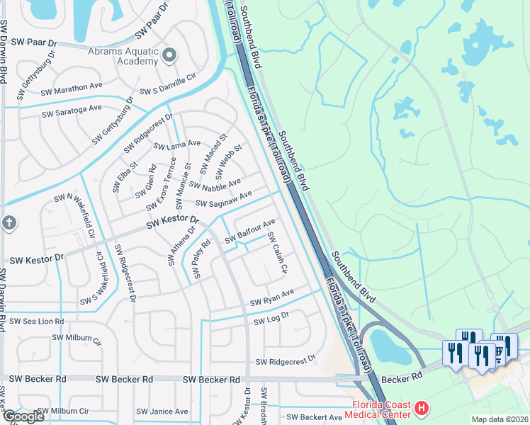 map of restaurants, bars, coffee shops, grocery stores, and more near 499 Southwest Namoit Place in Port St. Lucie