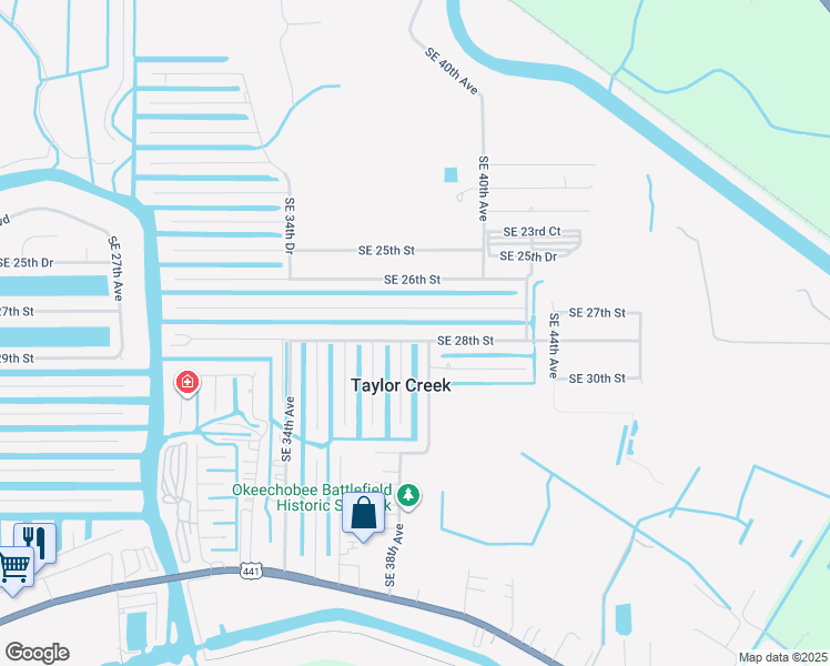 map of restaurants, bars, coffee shops, grocery stores, and more near 3848 Southeast 27th Street in Okeechobee