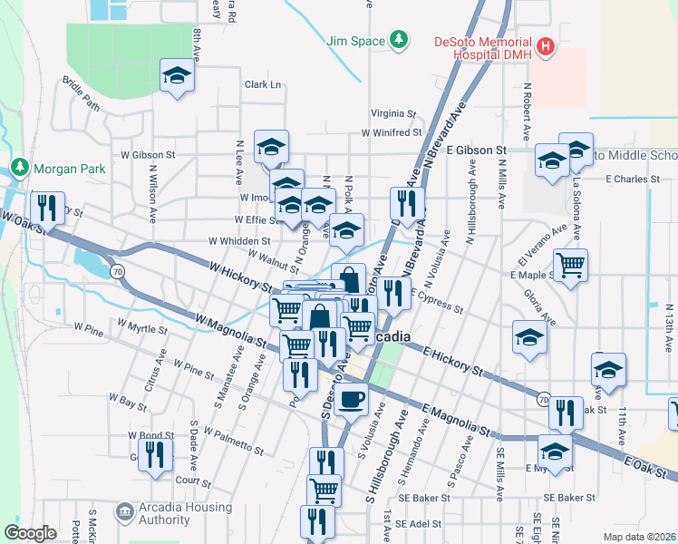 map of restaurants, bars, coffee shops, grocery stores, and more near in Arcadia