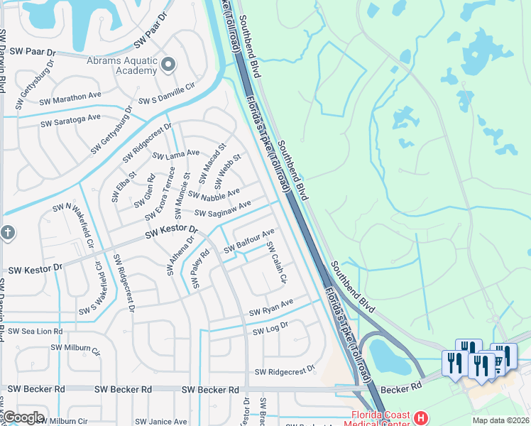 map of restaurants, bars, coffee shops, grocery stores, and more near 499 Southwest Namoit Place in Port St. Lucie