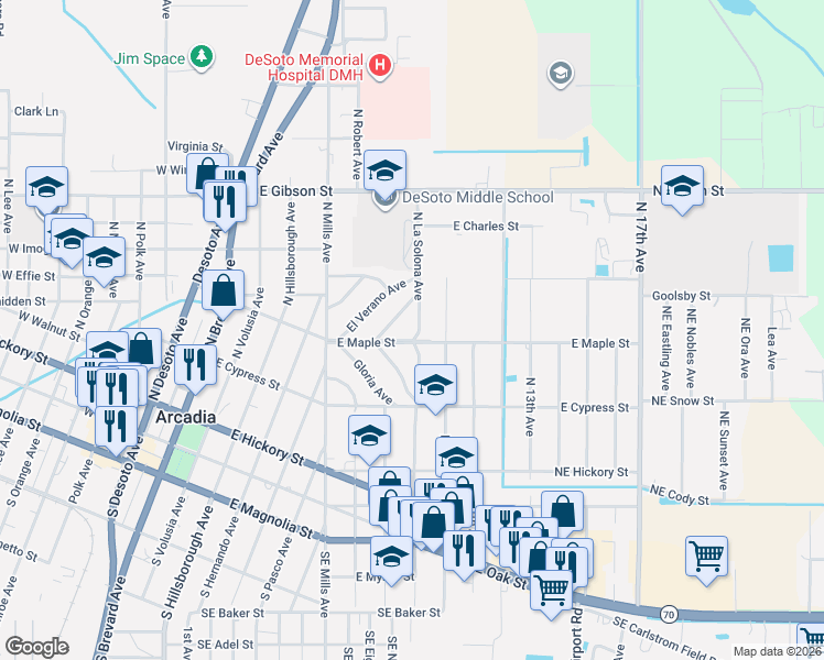 map of restaurants, bars, coffee shops, grocery stores, and more near 406 North La Solona Avenue in Arcadia