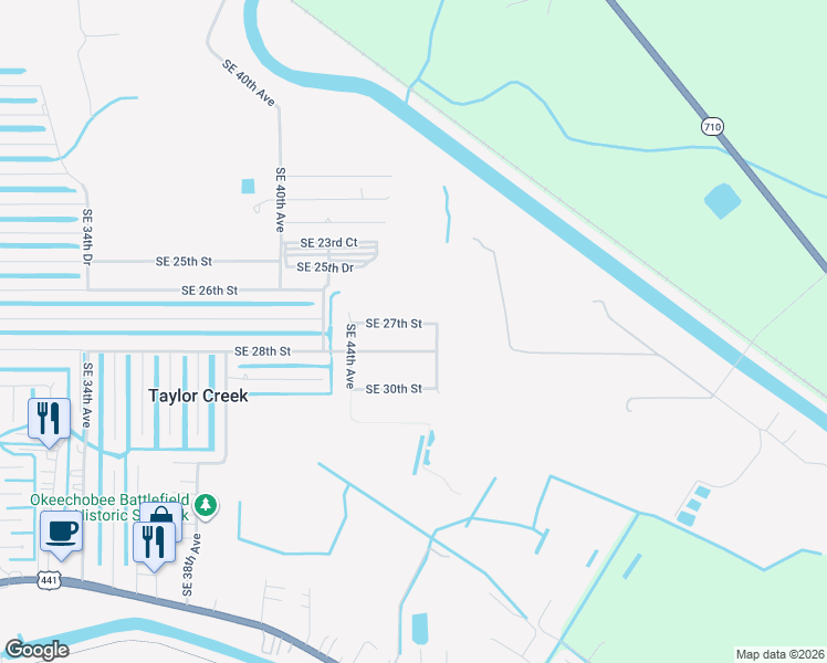 map of restaurants, bars, coffee shops, grocery stores, and more near 4610 Southeast 27th Street in Okeechobee