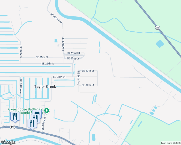 map of restaurants, bars, coffee shops, grocery stores, and more near 4610 Southeast 27th Street in Okeechobee
