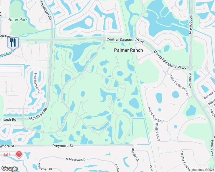 map of restaurants, bars, coffee shops, grocery stores, and more near 8950 Olde Hickory Avenue in Sarasota