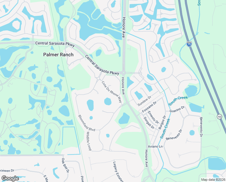 map of restaurants, bars, coffee shops, grocery stores, and more near 5150 Cote Du Rhone Way in Sarasota