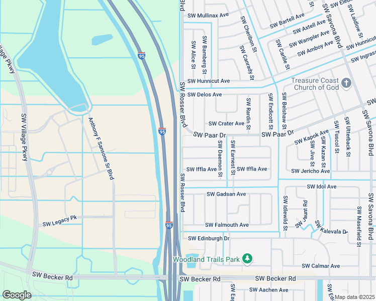 map of restaurants, bars, coffee shops, grocery stores, and more near 1557 Southwest Jacksonville Avenue in Port St. Lucie