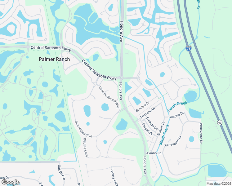 map of restaurants, bars, coffee shops, grocery stores, and more near 5169 Cote Du Rhone Way in Sarasota