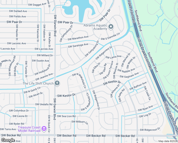 map of restaurants, bars, coffee shops, grocery stores, and more near 193 Southwest Ridgecrest Drive in Port St. Lucie