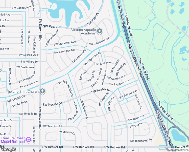 map of restaurants, bars, coffee shops, grocery stores, and more near 107 Southwest Chad Avenue in Port St. Lucie