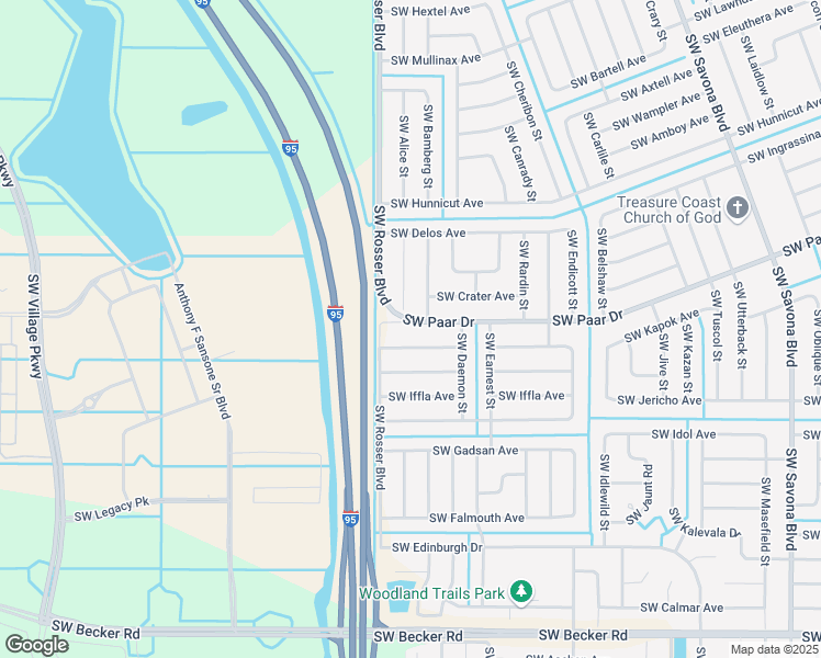 map of restaurants, bars, coffee shops, grocery stores, and more near 1632 Southwest Paar Drive in Port St. Lucie