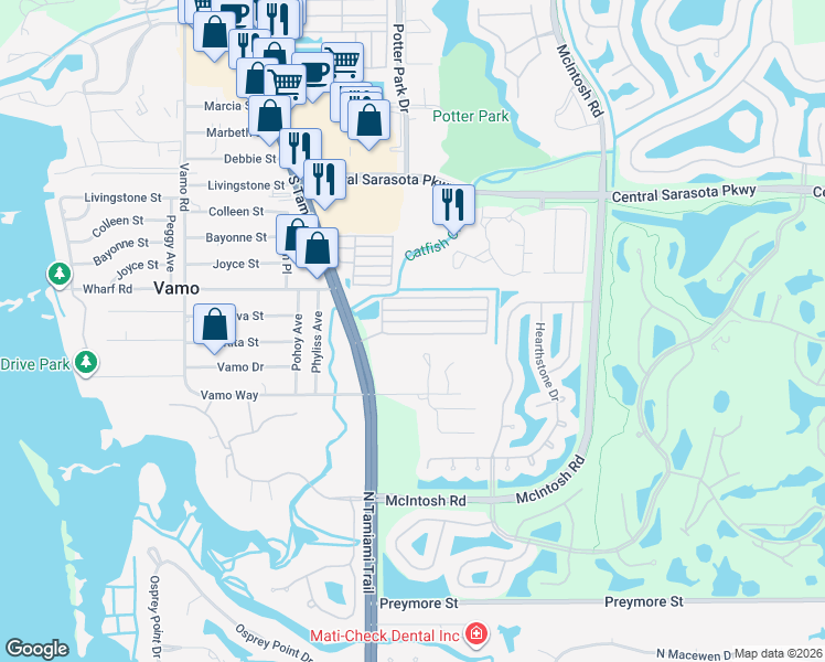 map of restaurants, bars, coffee shops, grocery stores, and more near 2175 Ca D Oro Drive in Sarasota