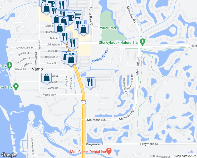 map of restaurants, bars, coffee shops, grocery stores, and more near 2175 Ca D Oro Drive in Sarasota