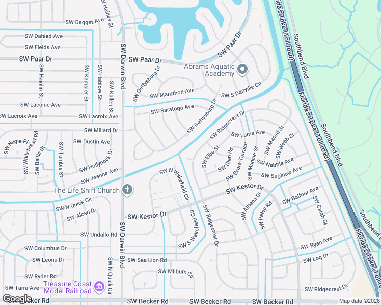 map of restaurants, bars, coffee shops, grocery stores, and more near 200 Southwest Ridgecrest Drive in Port St. Lucie
