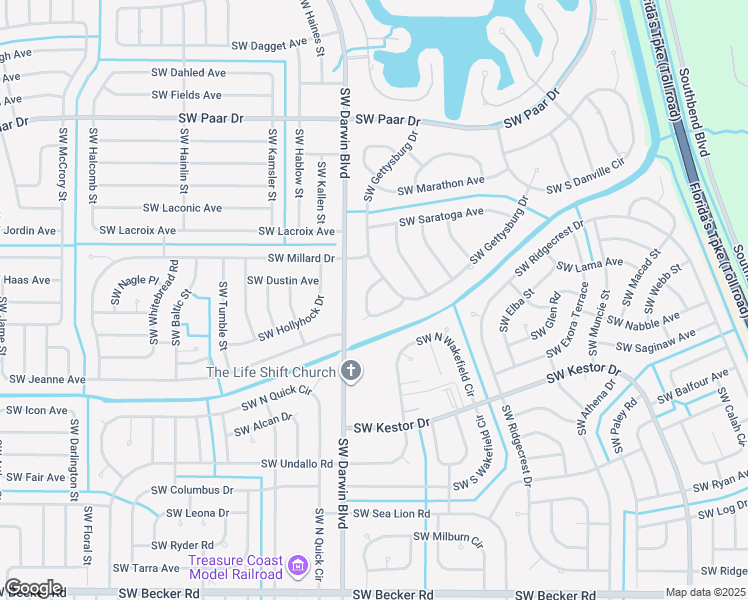 map of restaurants, bars, coffee shops, grocery stores, and more near 121 Southwest Wind Circle in Port Saint Lucie