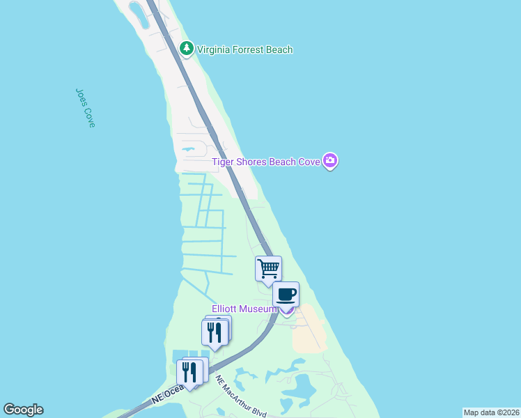 map of restaurants, bars, coffee shops, grocery stores, and more near 1265 Northeast Doubloon Drive in Stuart