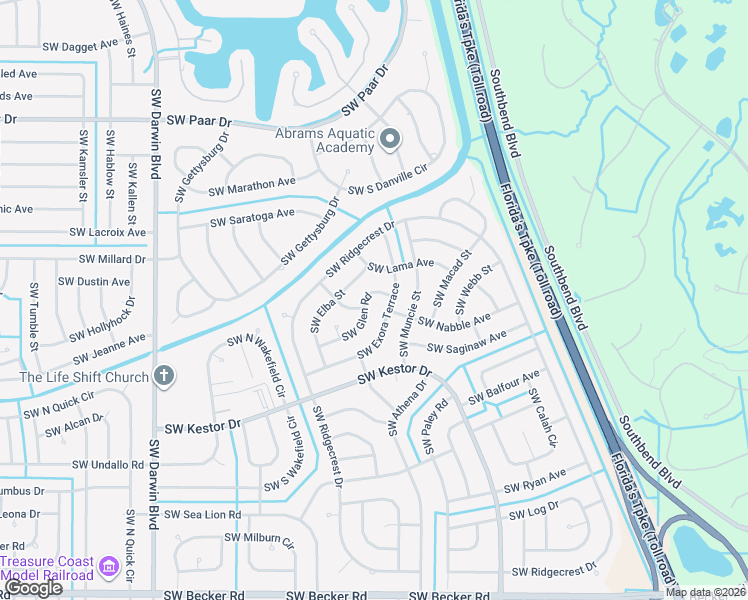 map of restaurants, bars, coffee shops, grocery stores, and more near 172 Southwest Exora Terrace in Port St. Lucie