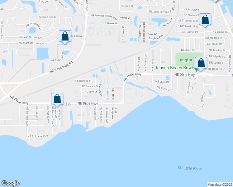 map of restaurants, bars, coffee shops, grocery stores, and more near 1660 Northeast Dixie Highway in Jensen Beach
